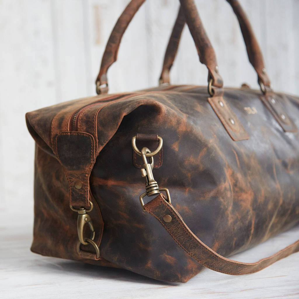 Personalised Buffalo Leather Overnight Duffle Bag By Paper High ...