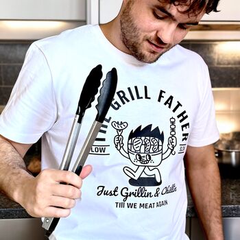 The Grill Father Funny Organic Retro Mascot T Shirt, 2 of 3