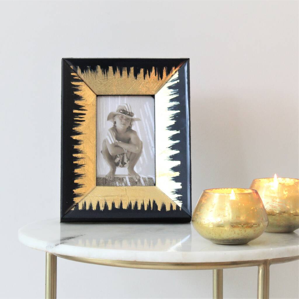 Indigo And Gold Sunburst Frame By Ella James