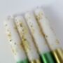 White, Gold And Green Glitter Christmas Candles 'Angel Wings And Mistletoe Kisses', thumbnail 4 of 4
