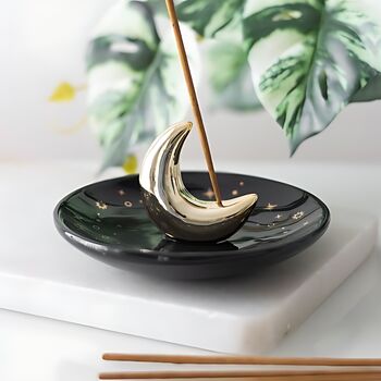 Gold Crescent Moon Incense Stick Holder, 3 of 3
