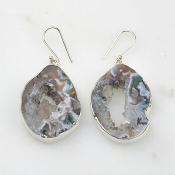 Semi Precious Geode Earrings Set In Sterling Silver, 2 of 7