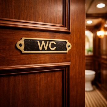 Classic Brass Wc Door Plaque With Black Finish, 5 of 6