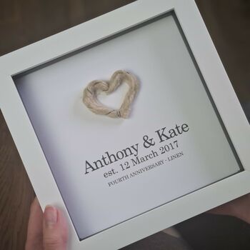 Personalised 4th Anniversary Gift Handmade Linen Heart, 3 of 7