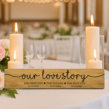 Personalised Wooden Wedding Sign For Your Love Story, 3 of 4