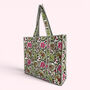 Green And Pink Floral Quilted Cotton Tote Bag, thumbnail 3 of 5