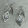 Sterling Silver Crescent Moon Luna Moth Earrings, thumbnail 6 of 9