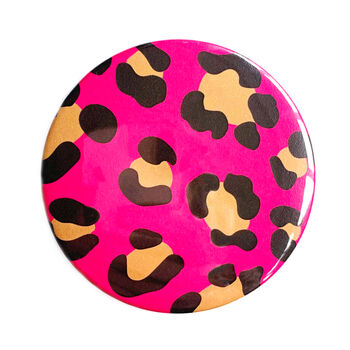 Wild Cat Leopard Print Pink Handbag Mirror And Pouch, 2 of 10