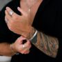 Hammered Adjustable Steel Cuff Bracelet For Men, thumbnail 3 of 12