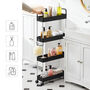 Black Four Tier Narrow Storage Cart Trolley With Handle, thumbnail 7 of 7