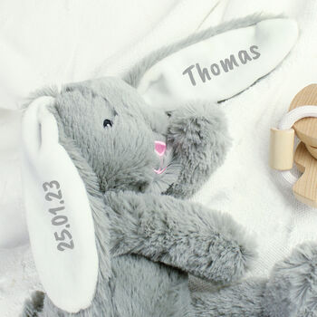 New Baby Gifts Personalised Bunny Soft Toy, 6 of 9