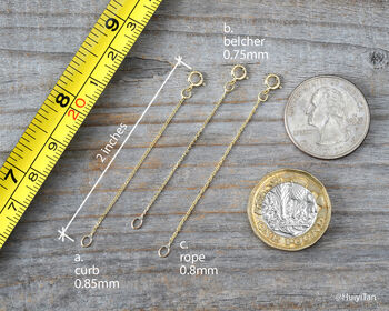 Solid 9ct Yellow Gold Chain Extender, Bracelet Extender, 3 of 3