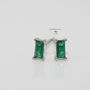Emerald Baguette Hoop And Stud Earring Set Gold Or Silver Gift For Her, thumbnail 12 of 12