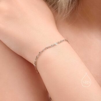 Sterling Silver Double Layer Skinny Disk Chain Bracelet, 5 of 11