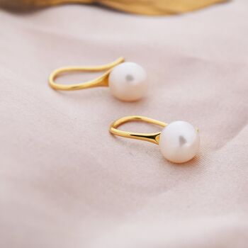Genuine Freshwater Pearl Drop Hook Earrings, 8 of 11
