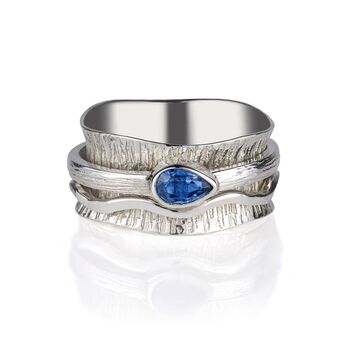 Nature Ocean Kyanite Sterling Silver Spinning Ring, 4 of 9