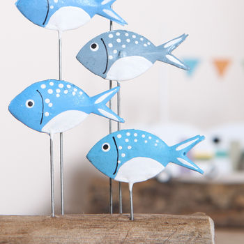 Five Fish On A Driftwood Block Decoration, 2 of 2