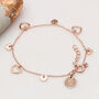 Personalised 18ct Rose Gold Plated Hearts Bracelet, thumbnail 1 of 3