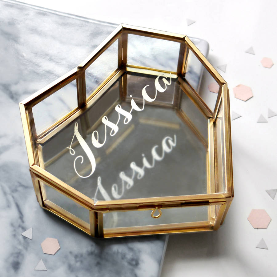 Personalised Glass Heart Jewellery Box With Name By Joanna Emily