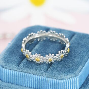 Two Tone Daisy Infinity Ring, 4 of 10