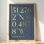 Personalised Gold Coordinates Print, Custom Location Gift, thumbnail 1 of 7