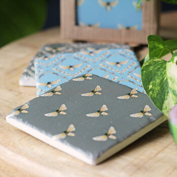 Blue And Grey Bee Coasters, 5 of 5