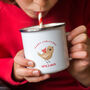 Christmas Robin Personalised Enamel Mug, thumbnail 2 of 3