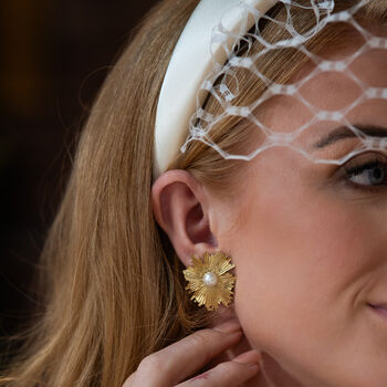 Padded Headband Honeycomb Birdcage Veil, 4 of 5