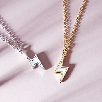 Mother Of Pearl Lightning Bolt Necklace, 3 of 6