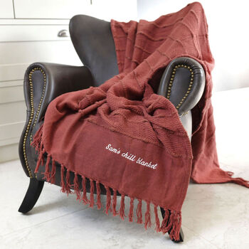 Personalised Desert Red Tassel Blanket, 2 of 4