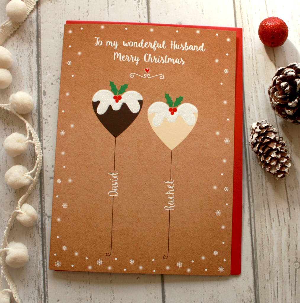 Personalised Couple's Christmas Pudding Card By The Little Paper