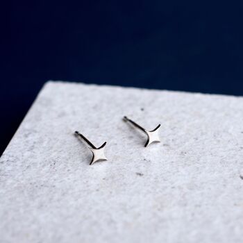 Sterling Silver Dainty Star Stud Earrings, 2 of 8