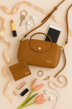 Personalised Small Leather Handbag And Matching Cardholder, 2 of 10