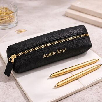 Personalised Embossed Faux Leather Slimline Pencil Case, 2 of 4