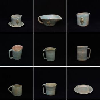 Ceramic Handmade Tea Ware Midori Set Of Cups Milk Jars, 8 of 8