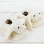 Cream Bunny Baby Slippers With Engraved Heart Keepsake, thumbnail 2 of 4