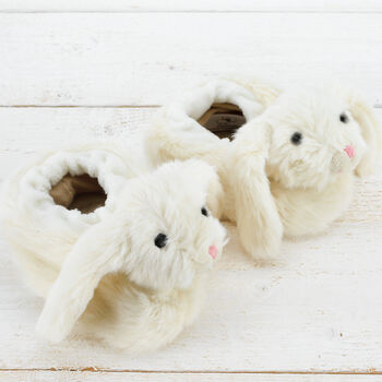 Cream Bunny Baby Slippers With Engraved Heart Keepsake, 2 of 4