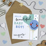 Smiley Balloon Baby Boy Card, thumbnail 1 of 3