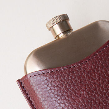 Copper Hip Flask With Premium Leather Sleeve, 5 of 7