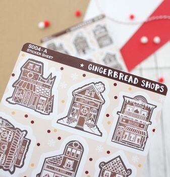Gingerbread Shops Christmas Sticker Sheet, 3 of 4