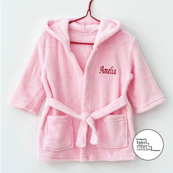 White Personalised Soft Baby Hooded Bath Robe, 3 of 3