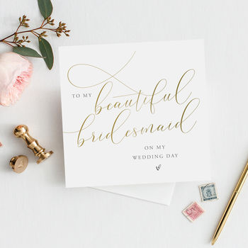 To My Maid Of Honour Thank You Card | Gold Script, 2 of 3