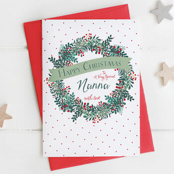 Christmas Wreath Card For Grandma / Gran / Nana / Nanny, 3 of 4