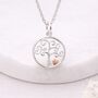 Personalised Sterling Silver And Rose Gold Tree Of Life Heart Pendant Necklace, thumbnail 2 of 10