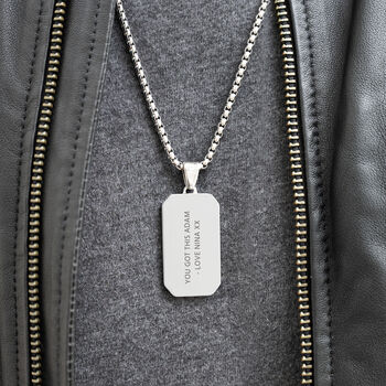 Personalised Men’s Contemporary Silver Dog Tag Necklace, 9 of 12