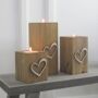Wooden Tea Light Holders Raised Love Heart Design, thumbnail 4 of 9