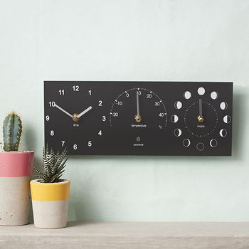Eco Recycled Triple Moon Phase, Clock And Thermometer, 2 of 4