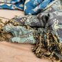 Elephant Print Blanket Turquoise Gold Soft Sofa Throw, thumbnail 6 of 7