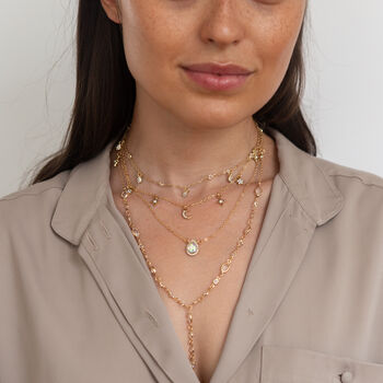 Gold Plated Layered Celestial Teardrop Necklace, 5 of 9