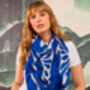William De Morgan Fantastic Ducks Ivory And Electric Blue Luxury Silk Scarf, thumbnail 2 of 5